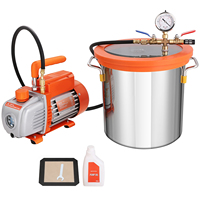 SucceBuy 3GAL/5GAL Vacuum Chamber & 3.5CFM Pump Kit Tempered Glass Lid Vacuum Degassing Chamber Kit for Stabilizing Wood Epoxies