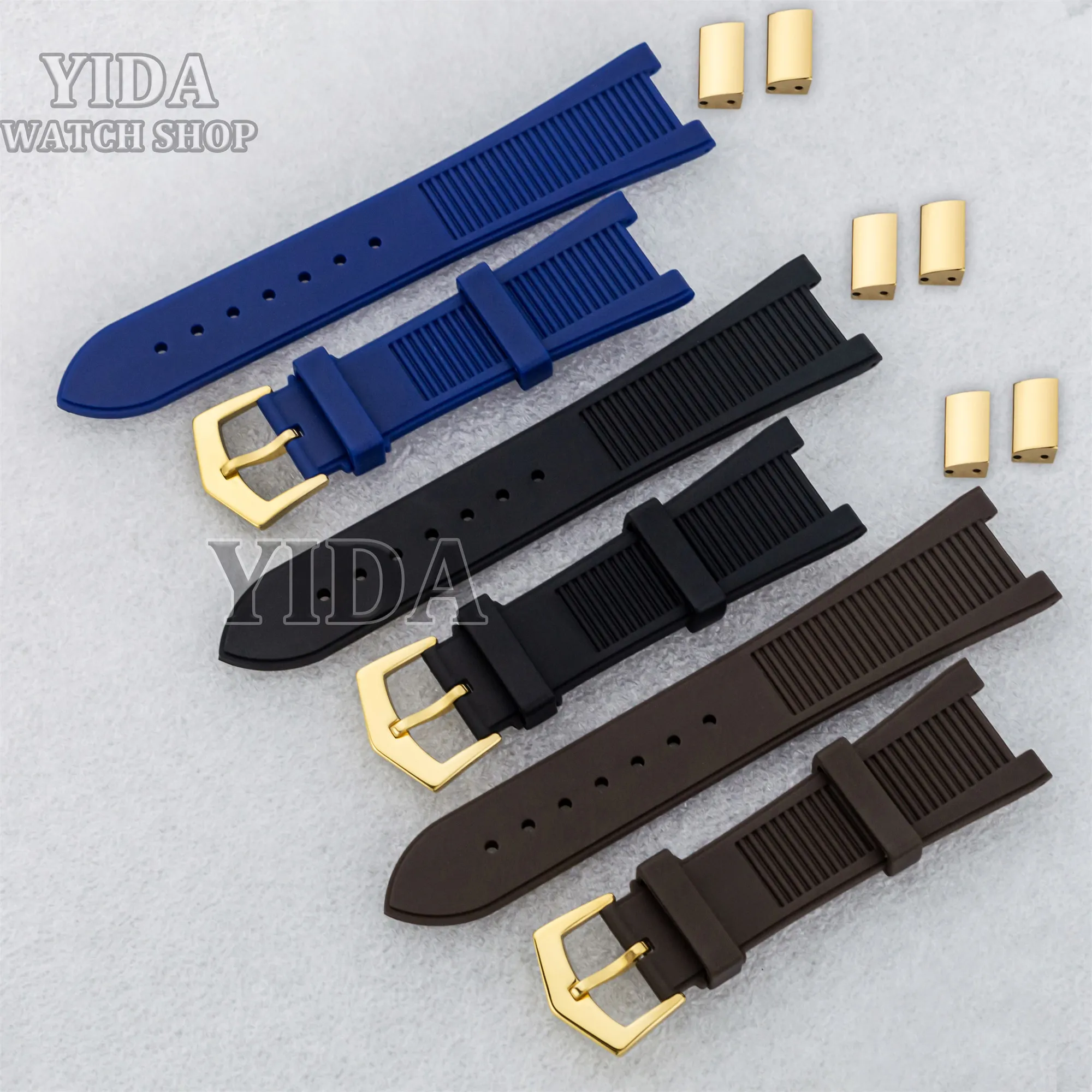 

25mm Rubber Watch Bracelet Sport Strap Stainless Steel Buckle for Nautilus Modification Watch Strap Replacements Repair Tools