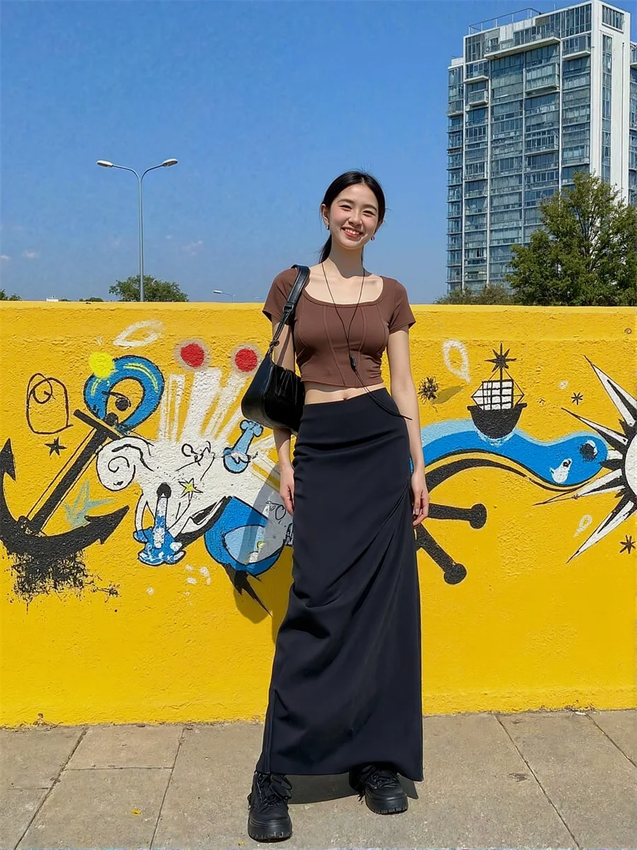 

Women'S Skirts Regular Fit Black Special Long Maxi Skirt Women Daily Outfit Loose Comfort Fabric Suitable Texture Stretch Smooth