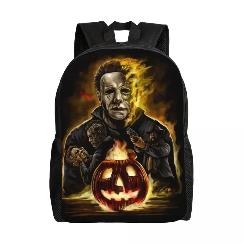 Ransel Kustom Halloween Inferno untuk pria wanita tas buku siswa sekolah kuliah cocok untuk Laptop 15 inci tas film horor