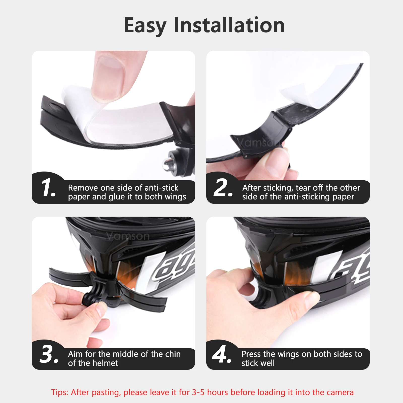 Vamson for go pro zubehör motorrad helm kinn halterung gebogene halterung für insta360 x3 one x2 gopro hero 10 9 8 7 6 zubehör