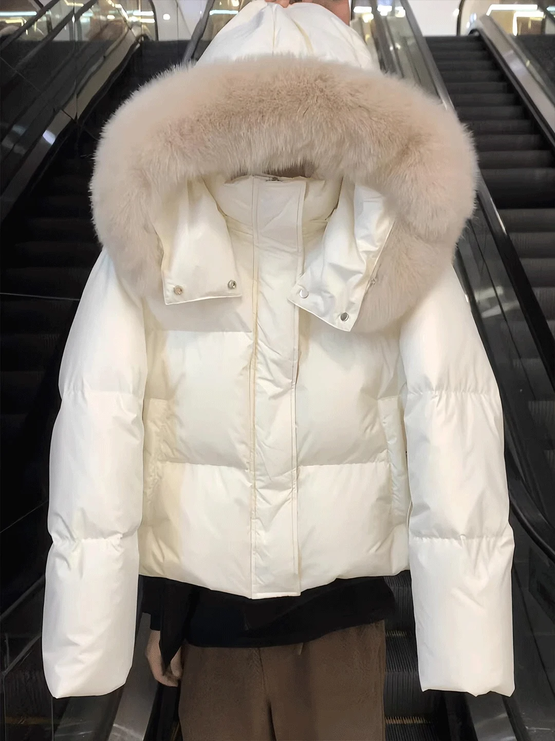 

Sli White Thiened Warm Cotton Jaet ort Quilted Winter Outerwear Korean Sle Small Size Coat Commute Loose Fit