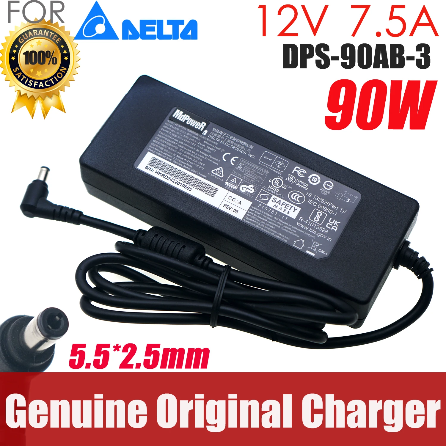 

Original Delta DPS-90AB-3 12V 7.5A 7A 90W AC DC Adapter Charger For Celvin QNAP TS-451 NAS QE805 Power Supply New