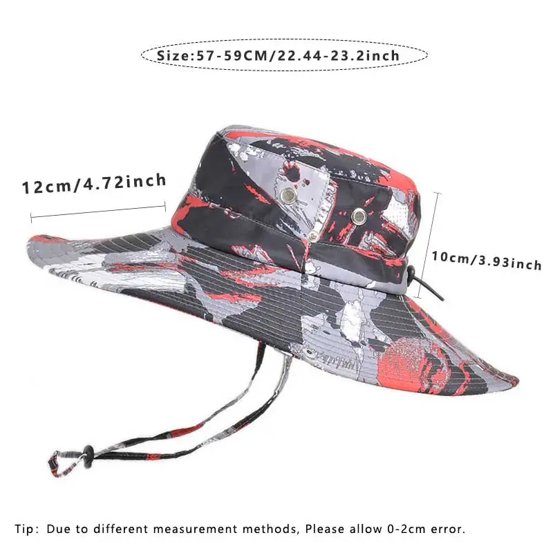 12cm Big Brim Sun Hat for Men Camouflage Summer Breathable Mesh Sun Protection Bucket Cap Foldable Portable Outdoor Fishing Hat