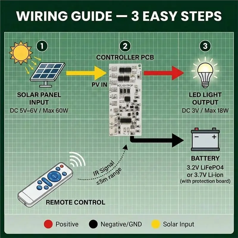 Solar Street Lamp Controller With Remote Control 12A 3.2V 3.7V For Enhanced Outdoor Lighting