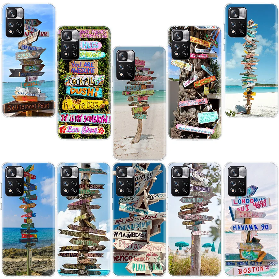 Seaside signs for summer tourism Phone Case For Xiaomi Redmi Note 12 Plus 12S 10 11 Pro 4G 5G 9T 9S 8T 10S 11T 11S 11E 9 8 7 6 5