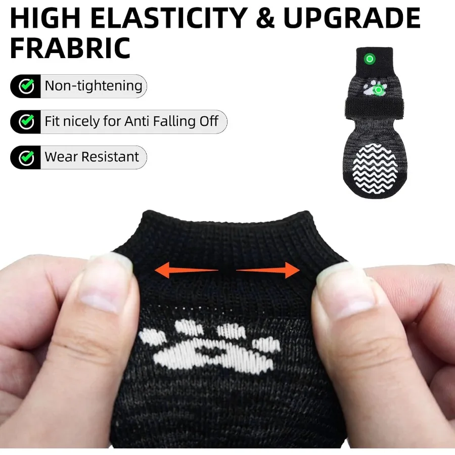 جوارب مضادة للانزلاق للكلاب 2 أزواج مع مقابض مزدوجة للأرضيات الصلبة والأحذية لأحذية الرصيف الباردة والساخنة وواقي الكفوف إلى P #3