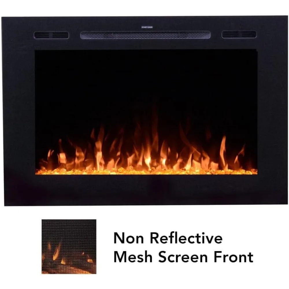مدفأة كهربائية أمامية مضادة للوهج - عرض 40 بوصة / ارتفاع 26.5 بوصة - سخان 1500 وات