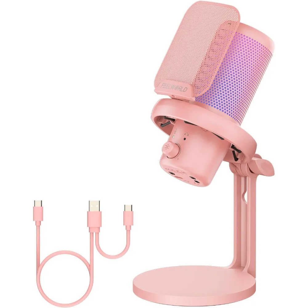 Micrófono de Condensador USB para Juegos: Cancelación de Ruido, Luz RGB, PC/Streaming/Podcasts
