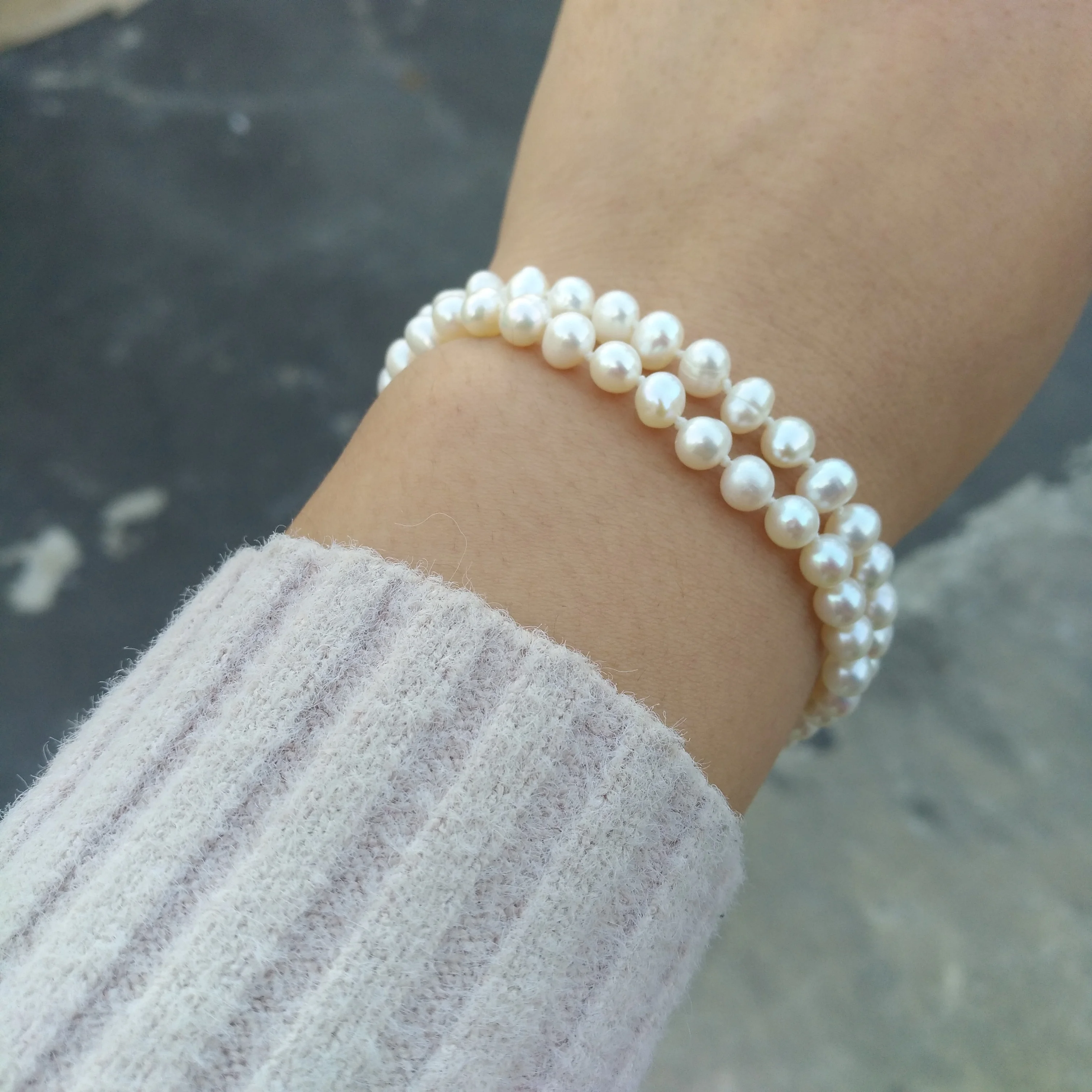 Natural Akoya Pearl Bracelet 5-6mm Two Rows Customizable Dainty Design 19cm Length Suitable for Any Occasion