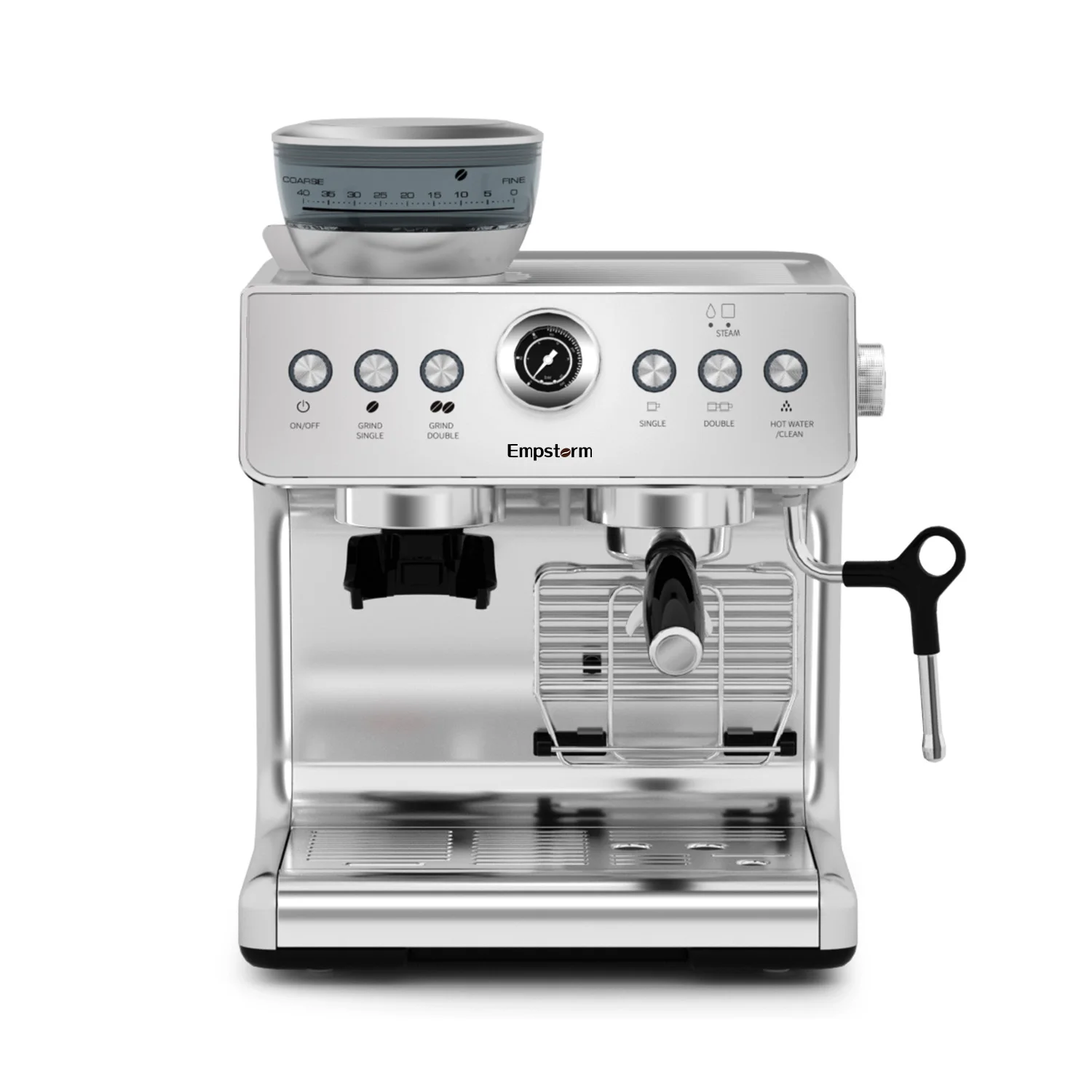 For Portable Stainless Steel Semi-Automatic Espresso Coffee Machine with Grinder 3L Water Tank EU Plug for Office Use