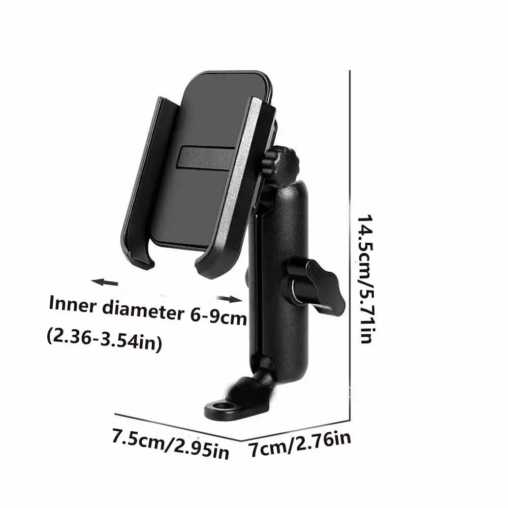 Aluminum Alloy Moto Bicycle Rearview Mirror Bracket Adjustable Support Bracket Cell Phone Stand Shockproof Non-slip