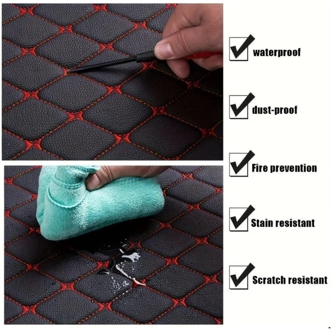 Car Floor Mats 5Pcs Universal Quality PU Leather Waterproof Auto Foot Pad Protector Automobile Interior Car Interior Accessories