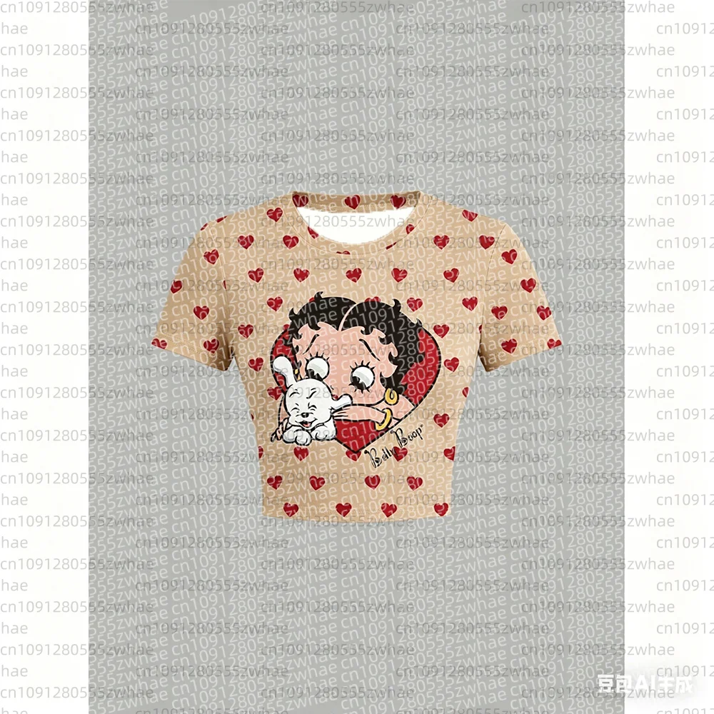 26 Betty Boop Women's Casual Cartoon Pattern Short Sleeve T-shirt Summer Y2k Women's Top 90s Top Pattern Sexy Umbilical T-shirt view 4