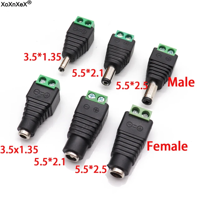 Męskie żeńskie złącze wtykowe DC 2,1 mm x 5,5 mm 2,5 mm x 5,5 mm 1,35 mm x 3,5 mm Nie wymaga spawania Adapter wtyczki DC 12 V 24 V do CCTV