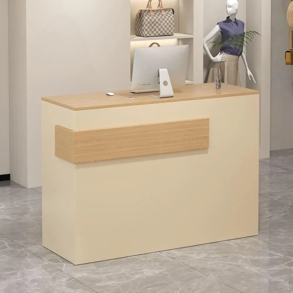 Reception Desk Counter for Checkout & Retail,Reception Desk with Lockable Drawer, for Office, Lobby, Beauty Salon