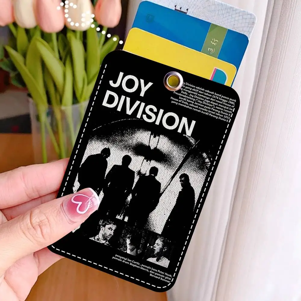 Band J-Joy D-Division Rectangle ID Card Case Keychain Access Card Bag Key Tag Ring Leather Card Holder Key Ring Access