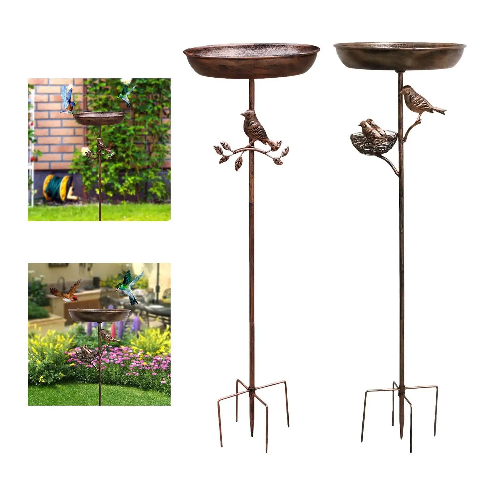 

Всепогодная металлическая кормушка-поилка для птиц для сада с креплением к земле, для привлечения диких птиц на улицу