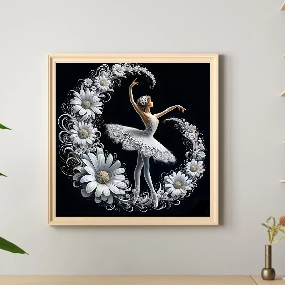 

Daisy Flower Ballerina 5D DIY Full Drill Round Diamond Painting Kit 40x40cm (C)