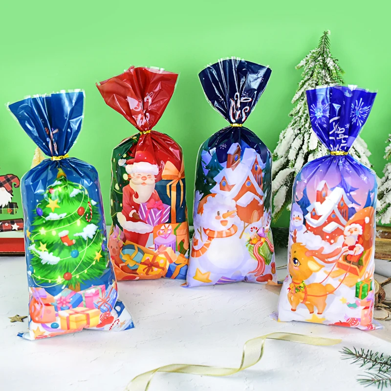 

50pcs Christmas Candy Bags Cookie Biscuit Gift Packing Bags 2025 Christmas Home Decor Xmas Navidad Noel New Year Eve Decoration