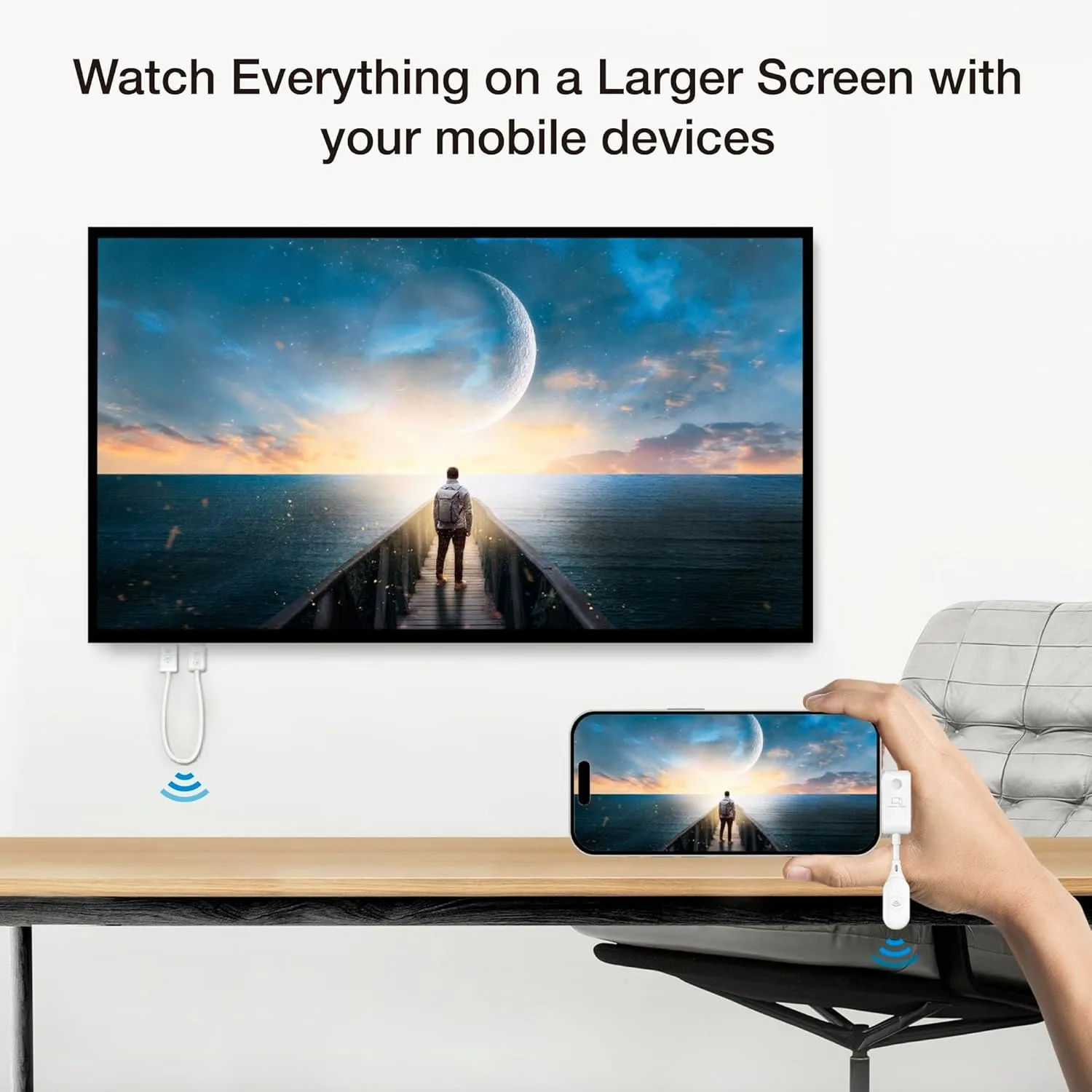 Wireless Projection Type-C to 1080P Display HDMI-compatible Transmitter and Receiver for Thunderbolt3 Laptop Phone HDTV Monitor