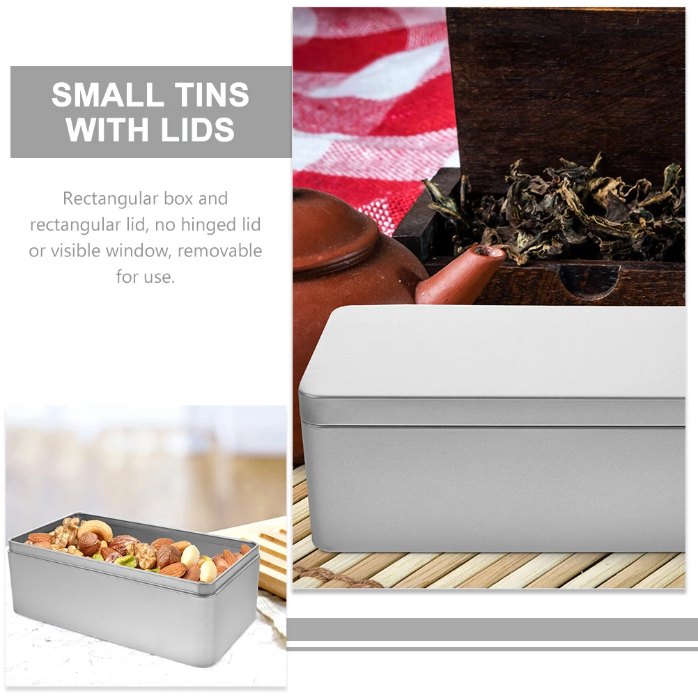 

1pcs Tea Box Lid Storage Canister Rectangular Metal Empty Tins Small Cake Tinplate Small Tin Box Containers Holder