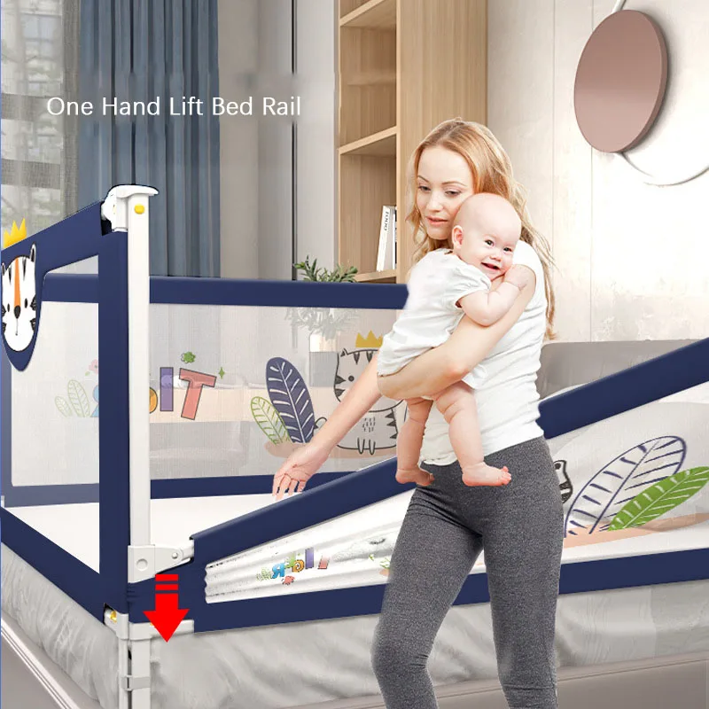 200cm 1 buah pagar angkat tempat tidur bayi pagar penghalang anak penjaga rel yang dapat disesuaikan untuk pagar anak-anak Playpen bayi keselamatan dapat dicuci