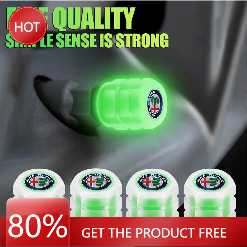 Hub Caps Luminous Car Styling Wheel Dust Covers Valve Stems Tire Valve Caps For Alfa Romeo Tonale 159 147 Mito Stelvio Sportiva