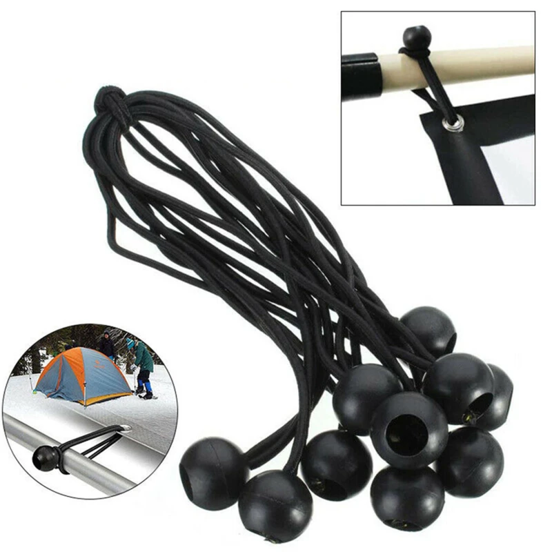 25pcs Bungee Ball Tarps Canvas Tarpaulin Flagpole Ties Cord Ends Elastic Rope Lace Fixed Boat Pole Camping Tent Accessories