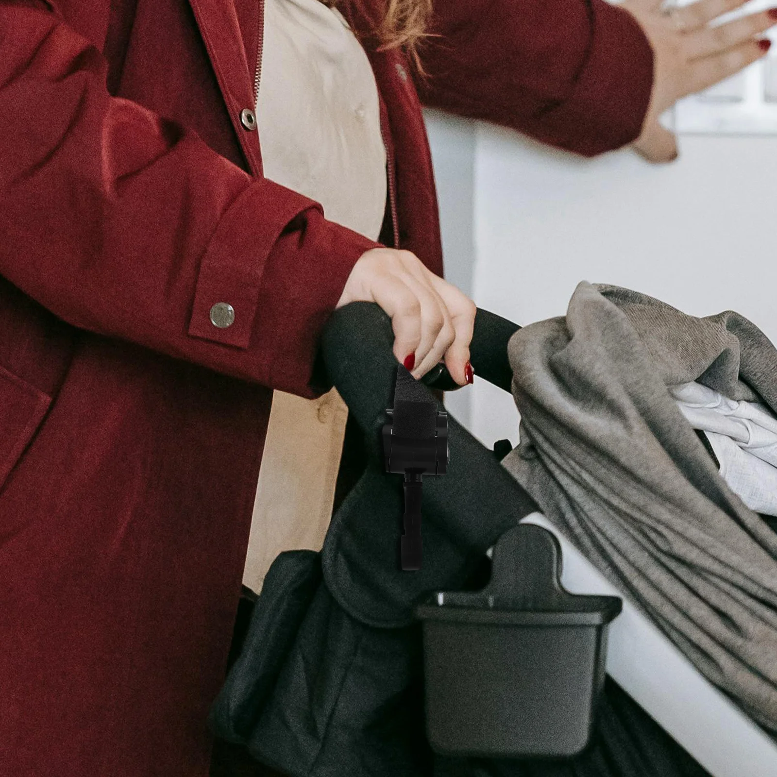 

2Pcs Stroller Hooks Rotatable Tape Double Clips for Hanging Diaper Purse Grocery Bags Stroller Hanger Purse Bag Hooks