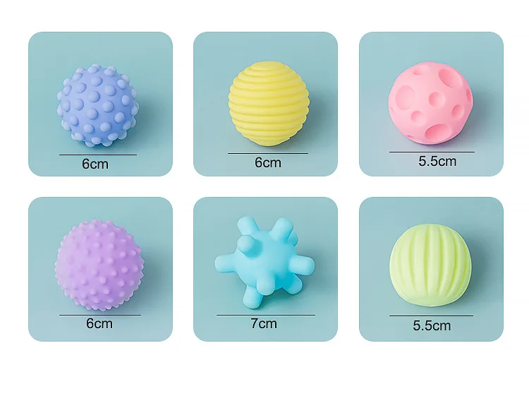 6 stücke strukturierte Multi-Ball-Set entwickeln Baby taktile Sinne Spielzeug Kinder berühren Hand Ball Spielzeug Baby Training Ball Massage weichen Ball