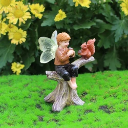 A flower fairy and squirrel resin handicraft, courtyard garden decoration ornament, home decoration small ornament