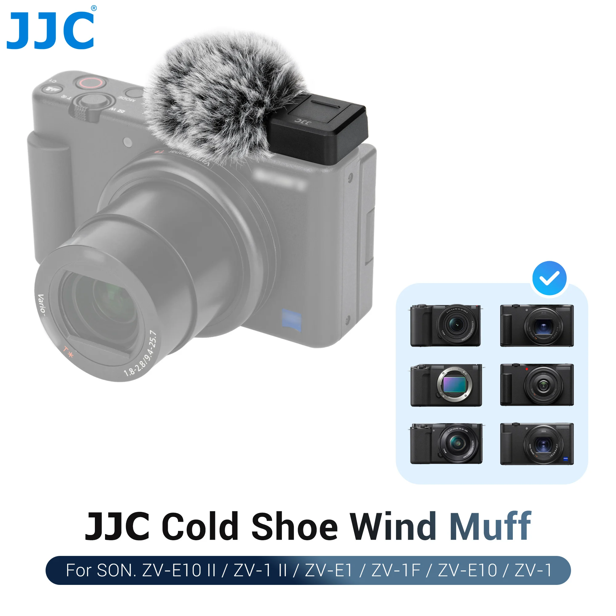 JJC Paravientos de Piel Sintética para Cámaras Sony ZV-E10 II, ZVE10, ZV-1F, ZV1F, ZV-1 II, ZV1, ZV-E1, ZVE1 y Micrófonos de Vlog