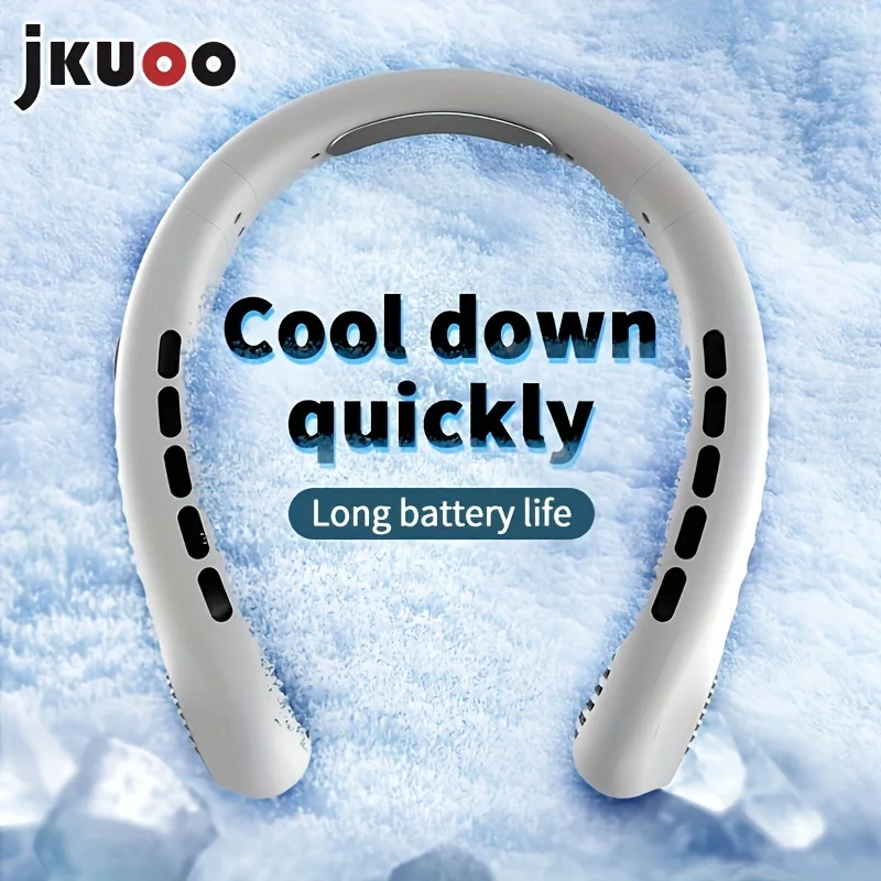 USB Rechargeable Neck Fan with LED Display and 5-speed Settings.Portable Neck Fan with Long-lasting Battery, Turbine Blades
