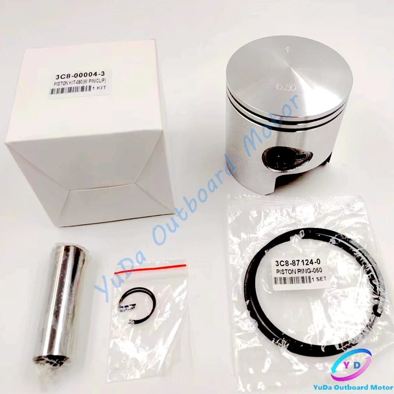 3C8-00004-3 Piston Kit 3C8-00004 +0.5MM Ring For Tohatsu 40HP 50HP M40D M50D Mercury Mariner 3Cyl 40HP 50HP 779-96152