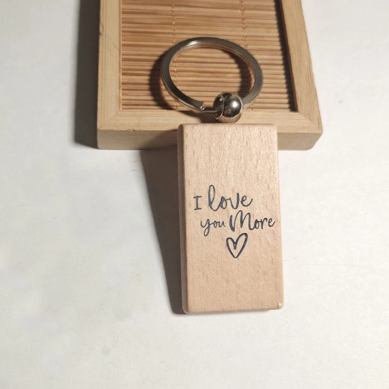 10pcs Blank Wooden Tags ID Engraved Keychain Home Car Inner Decoration DIY Wind Chime Keyrings Pendants Gifts For Family Parents