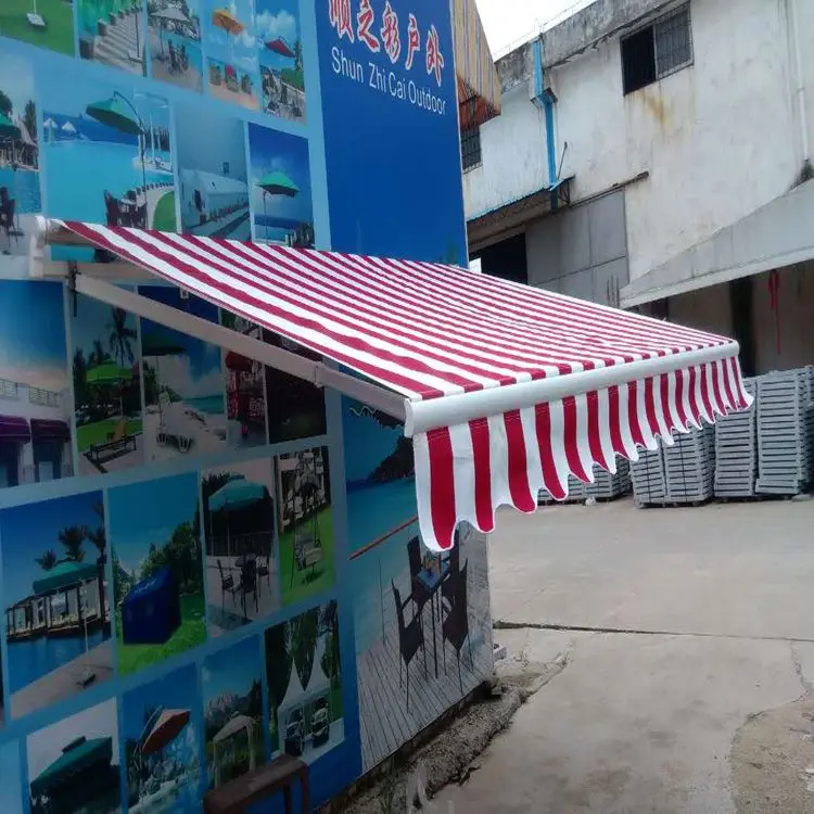 Retractable Awning 5x3m Manual Remote White Aluminium Door Window Rain Canopy Polyester Sail Modern Luxury with Carry Bag