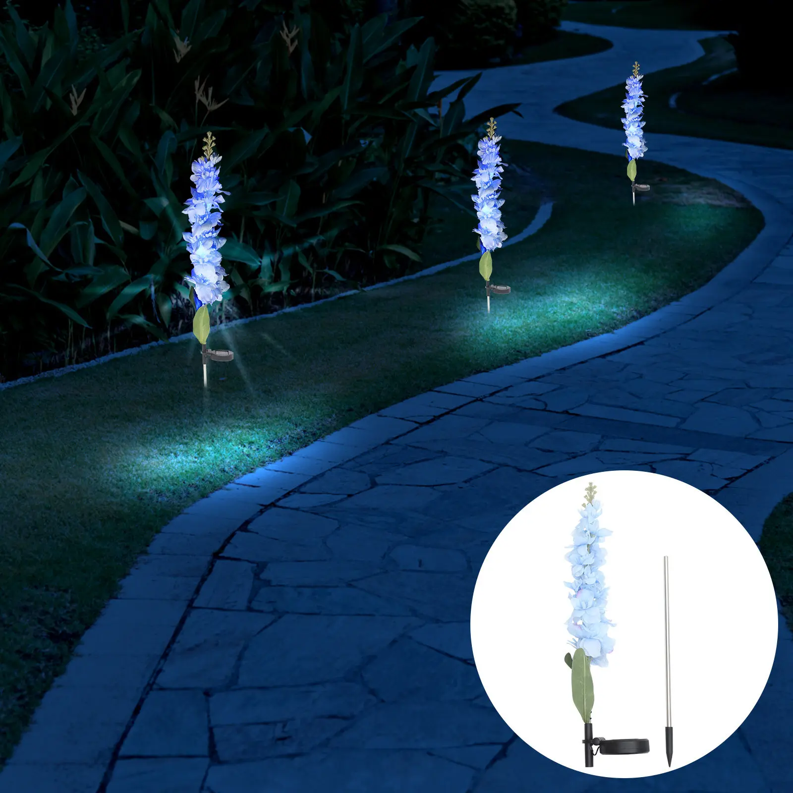 

outside Solar Lights Courtyard Blue Outdoor Lawn Park Decorative Landscape Lamp