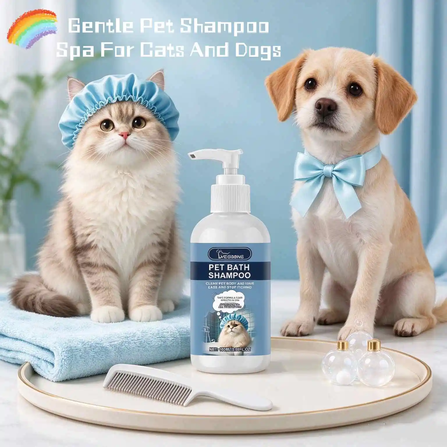 Yegbong Pet Shampoo With Light Fragrance For Cats And Dogs Deeply Cleaning Odor Eliminator Ph Balanced Pet Moisturizing Shampoo