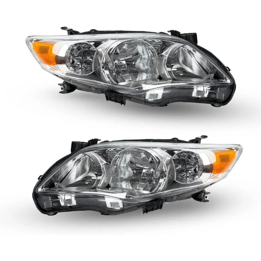 

Headlights Assembly Compatible with 2011 2012 2013 Corolla Pair Automotive Headlight Assemblies Chrome Housing Amber Reflector