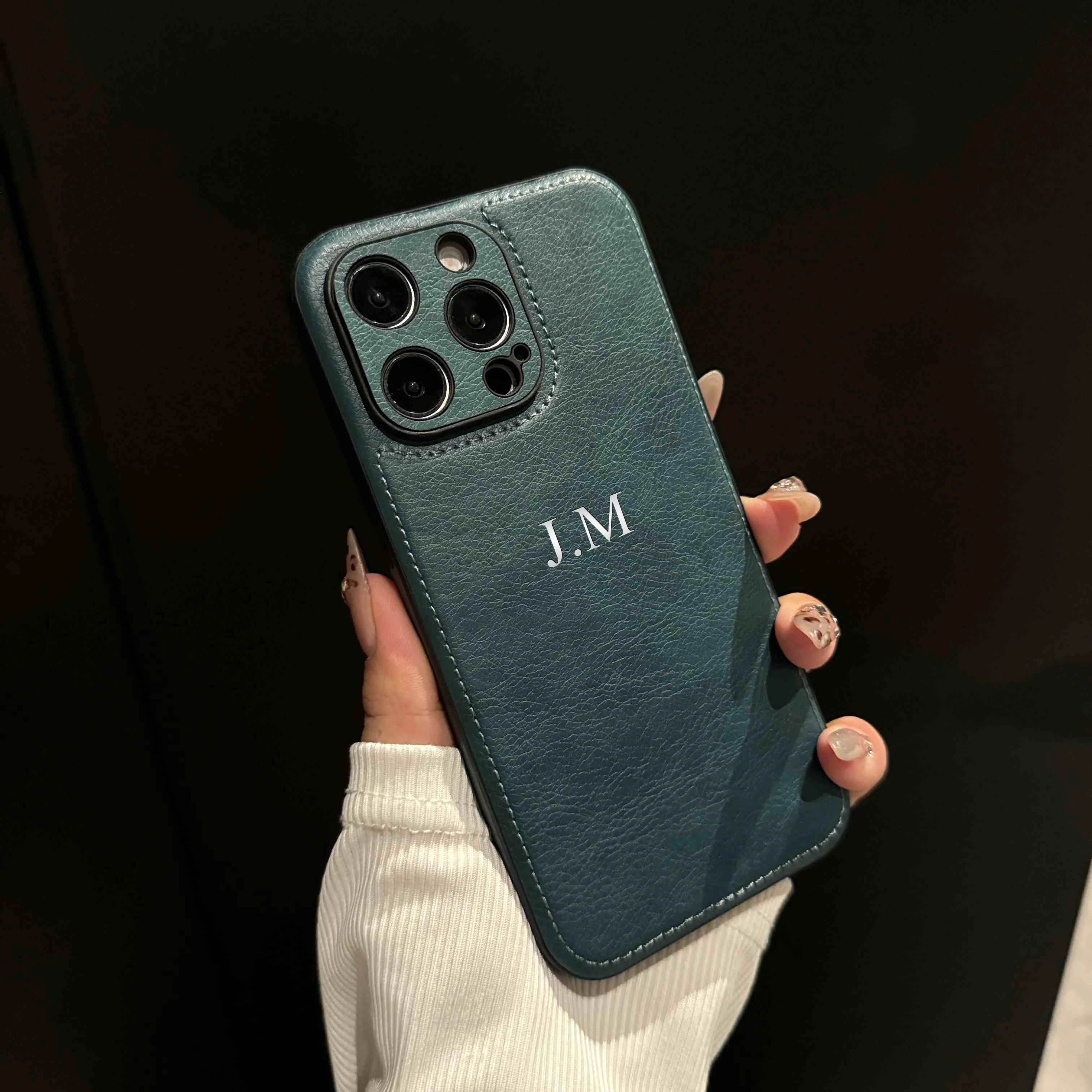 Leather Case For iPhone 16 15 14 13 12 11 Pro Max Personalized Customized Name Initials Cover For iphone Xsmax 7/8 plus 16 plus