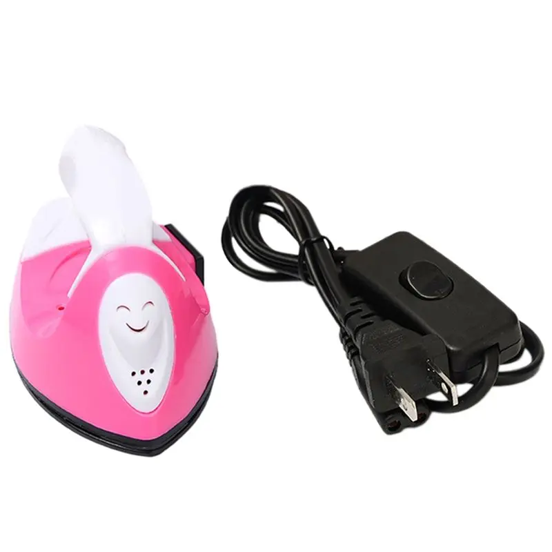 B84B Mini Iron for DIY Crafts, 110V US Plug Portable Heat for Press, Small Iron for Sewing, Heat Transfer Vinyl, Pink