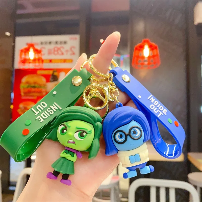 Disney Inside Out 2 figure toys plush Cartoon Keychain Couple Bag Keys Keyring Children Gifts Fashion Jewelry Key Rings Toy