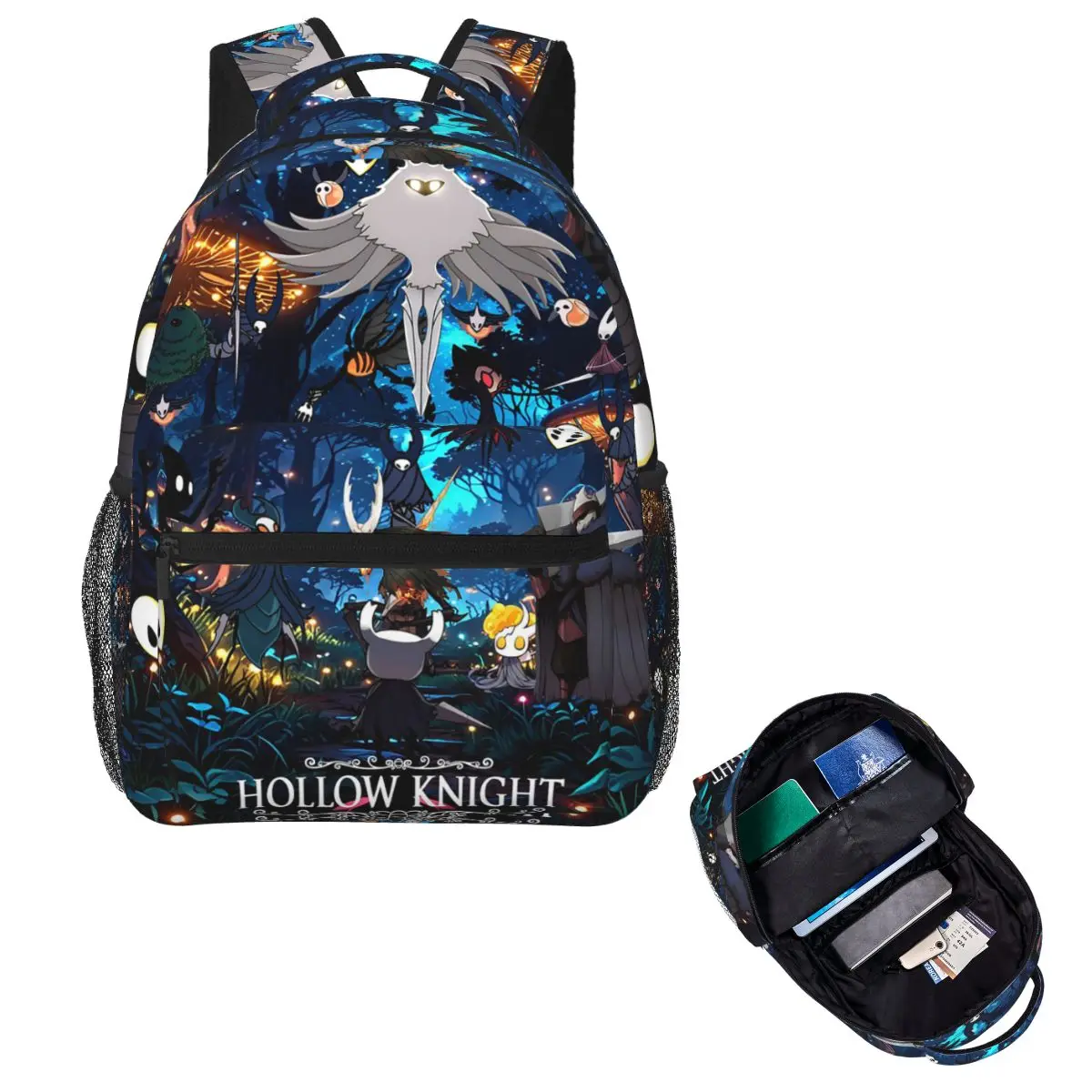 Hollow Knight Silksong Cartoon Hornet And Bell Beast Student Backpack Hiking Travel Daypack for Boys Girls Fashion Shoulder Bags