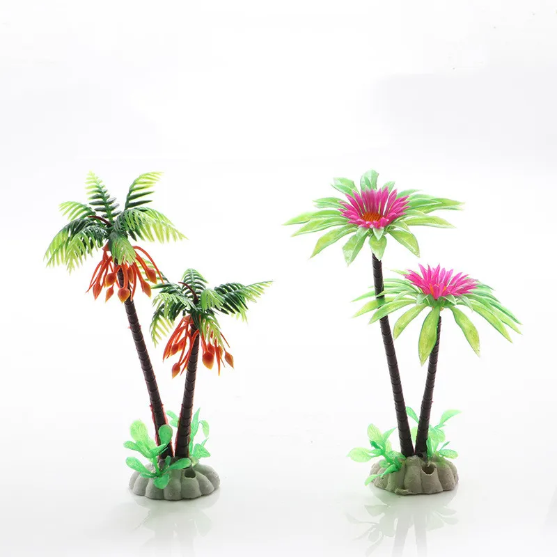 Artificial Aquarium Plants Plastic Coconut Palm Trees Ornament Fish Tank Water Plants Aquarium Decoration