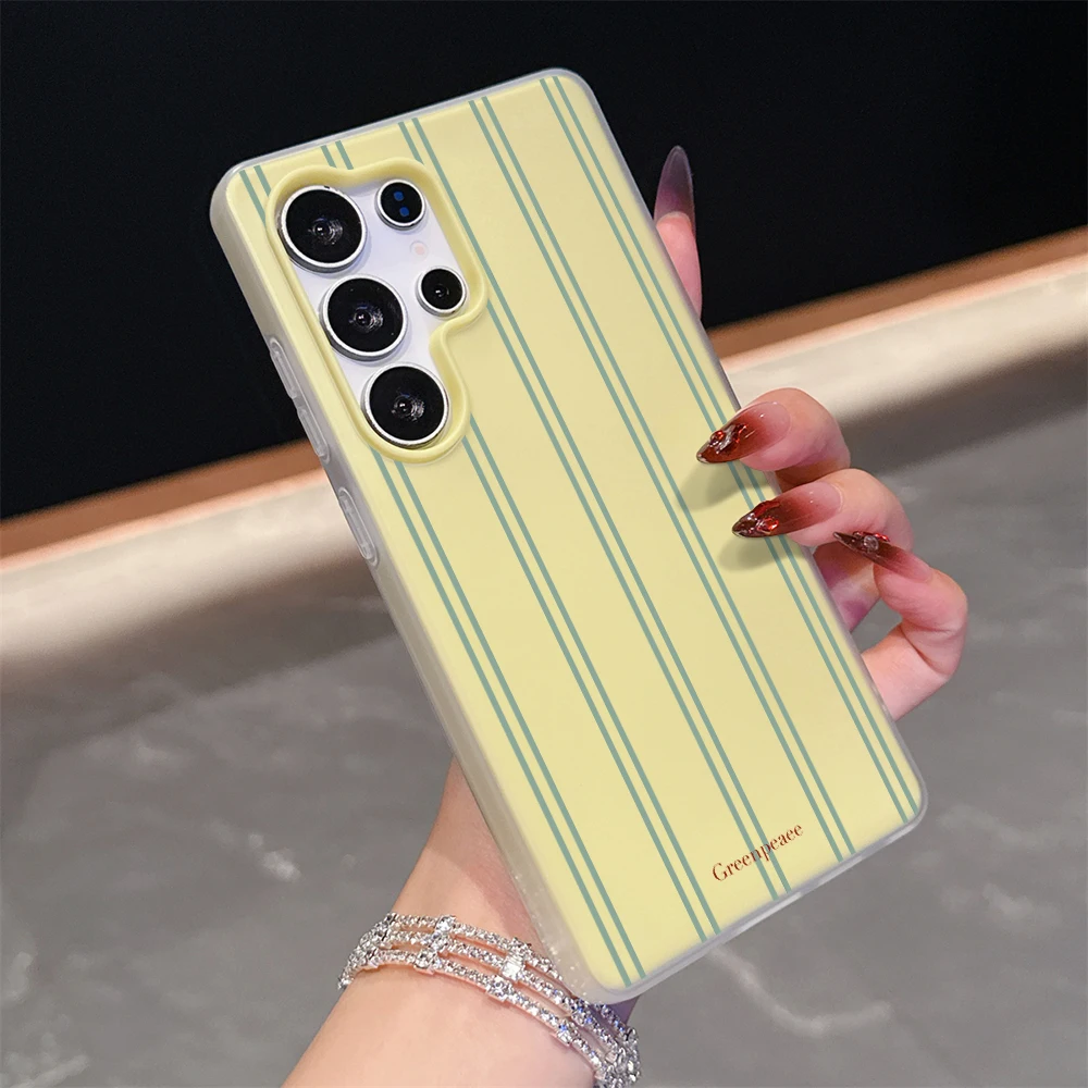 Case For Samsung Galaxy S21 S25 S24 S23 Ultra S22 Plus FE A56 A55 A54 A36 A35 A34 5G Minimalist Stripes Color Blocking TPU Funda