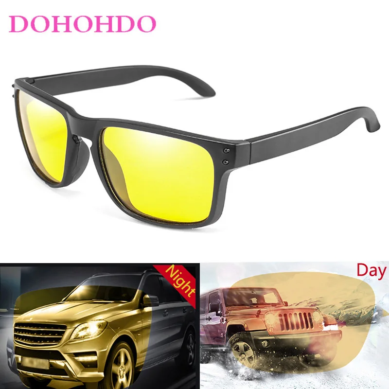 

New Night Vision Sunglasses Men Square Polarized Sun Glasses Male Driving Safe Yellow Lens Eyewear Car Accessories Gafas UV400