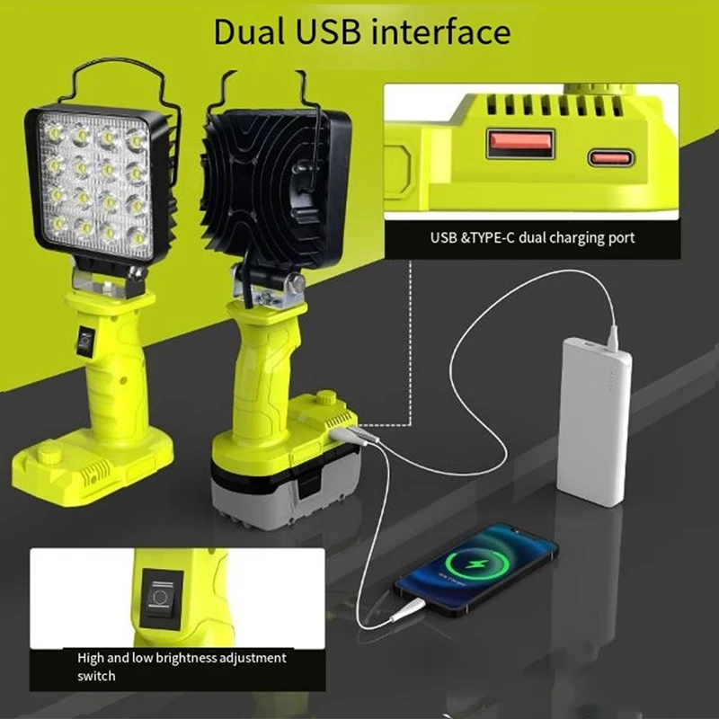 รถทุกวัน LED นาฬิกาปลุกทํางานไฟฉายไฟฉายไฟฉาย Spotlight Camping โคมไฟสําหรับ 18V แบตเตอรี่ลิเธียม P108 PBP005 PBP002