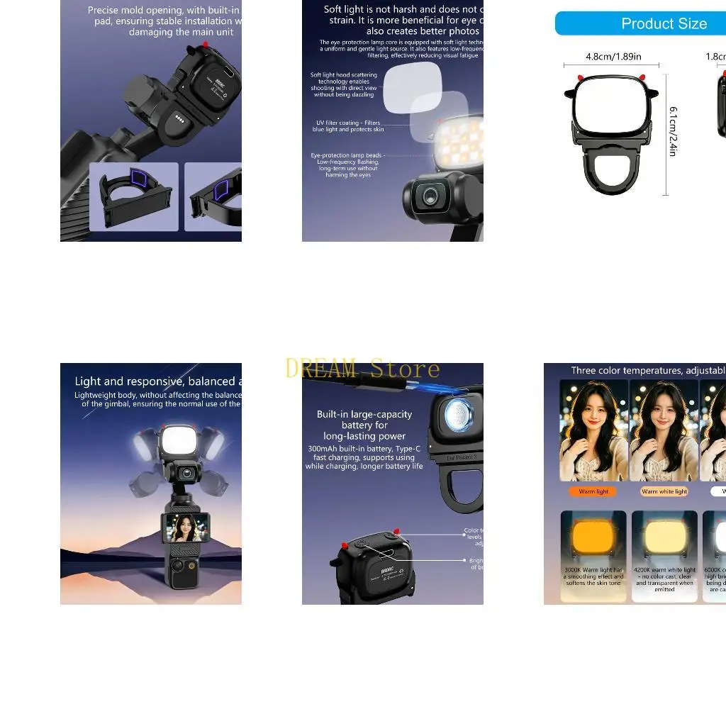 1 Set Portable Unique Gimbals Fill Light for Pocket 4 4P Type C Port Best Sale