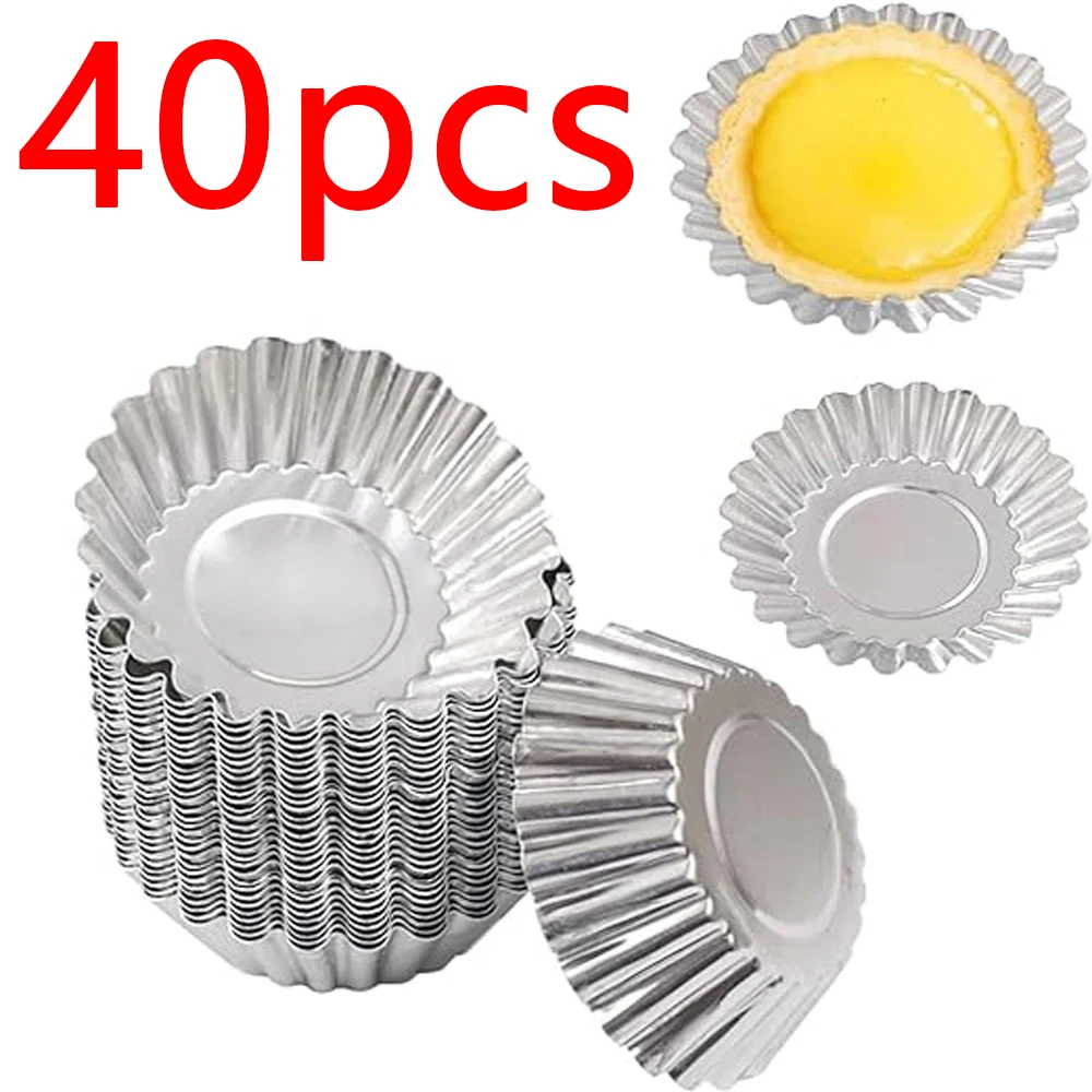 40Pcs/Set Egg Tart Molds Stainless Steel Cupcake Mold Thickened Reusable Cake Cookie Mold Tin Kitchen Baking Tool cake molds